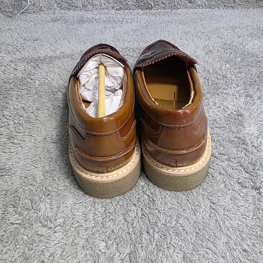 Dolce Vita Two-Tone Brown & Dark Green Leather Loafers - Picture 4 of 7